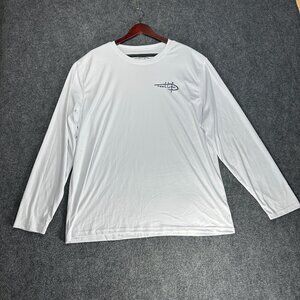 Reel Life Shirt Mens XXL White Long Sleeve Tee Outdoor Fishing American Flag